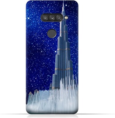 غطاء حماية عام لهاتف LG K50S بتصميم برج خليفة في ليلة مرصعة بالنجوم