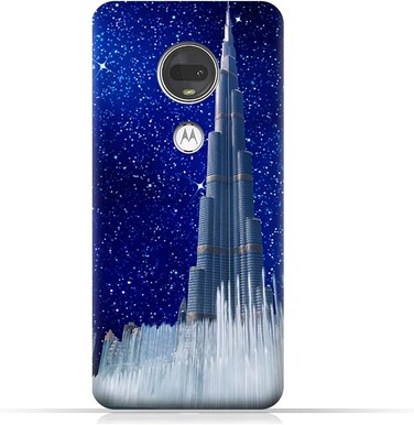 Generic Protective Case Cover For Motorola Moto G7 With Burj Khalifa On a Starry Night Design