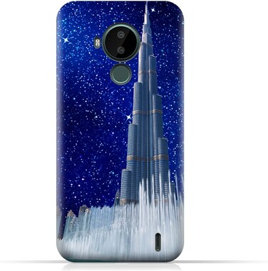 Generic TPU Protective Back Case Cover For Nokia C30 With Burj Khalifa On a Starry Night Design