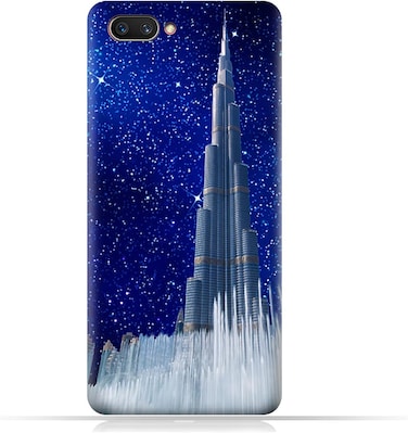 غطاء حماية عام لهاتف OPPO A12e بتصميم برج خليفة في ليلة مرصعة بالنجوم
