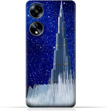 غطاء حماية خلفي من مادة TPU لهاتف Oppo A1 / Oppo A1 (5G) بتصميم برج خليفة في ليلة مرصعة بالنجوم