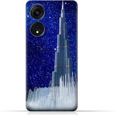 غطاء خلفي واقٍ من مادة TPU لهاتف Oppo A1 Pro بتصميم برج خليفة في ليلة مرصعة بالنجوم