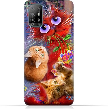 Generic Protective Case Cover For Oppo A94 5G With Cute Cats Design