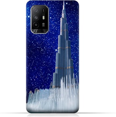 Generic Protective Case Cover For Oppo A95 5G With Burj Khalifa On a Starry Night Design