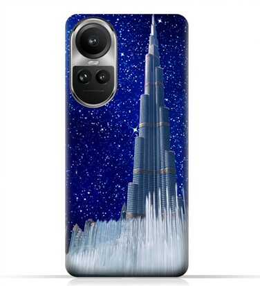 غطاء خلفي واقٍ من مادة TPU لهاتف Oppo Reno10 Pro (5G) بتصميم برج خليفة في ليلة مرصعة بالنجوم