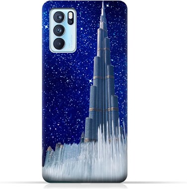 Generic Protective Case Cover For Oppo Reno6 Pro 5G With Burj Khalifa On a Starry Night Design