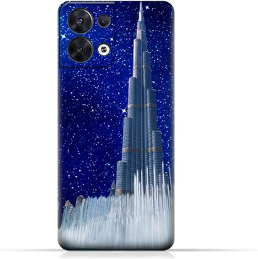 غطاء حماية خلفي من مادة TPU لهاتف Oppo Reno8 (5G) بتصميم برج خليفة في ليلة مرصعة بالنجوم