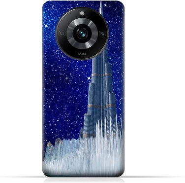 غطاء خلفي واقٍ من مادة TPU لهاتف Realme 11 Pro/Realme 11 Pro (5G) بتصميم برج خليفة في ليلة مرصعة بالنجوم