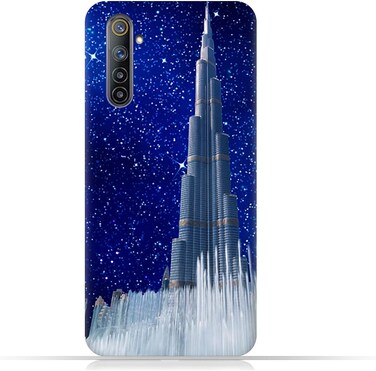 غطاء حماية عام لهاتف Realme 6i (الهند) بتصميم برج خليفة في ليلة مرصعة بالنجوم