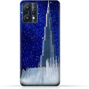 غطاء خلفي واقٍ من مادة TPU لهاتف Realme 9 Pro بتصميم برج خليفة في ليلة مرصعة بالنجوم
