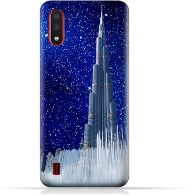 Generic Protective Case Cover For Samsung A01 With Burj Khalifa On a Starry Night Design