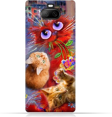 Generic TPU Protective Back Case Cover For Sony Xperia 8 With Cute Cats Design