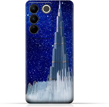 غطاء حماية خلفي من مادة TPU لهاتف Vivo V27 بتصميم برج خليفة في ليلة مرصعة بالنجوم