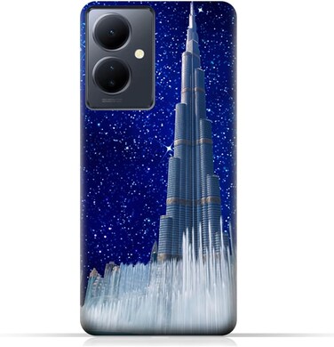 غطاء خلفي واقٍ من مادة TPU لهاتف Vivo V29 Lite (LTE / 5G) بتصميم برج خليفة في ليلة مرصعة بالنجوم