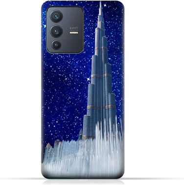 Generic TPU Protective Back Case Cover For Vivo V23 5G With Burj Khalifa On a Starry Night Design