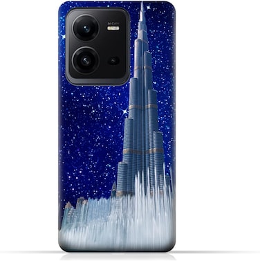غطاء حماية خلفي من مادة TPU لهاتف Vivo V25e بتصميم برج خليفة في ليلة مرصعة بالنجوم