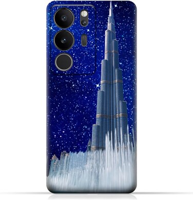 غطاء خلفي واقٍ من مادة TPU لهاتف Vivo V29 (5G) بتصميم برج خليفة في ليلة مرصعة بالنجوم