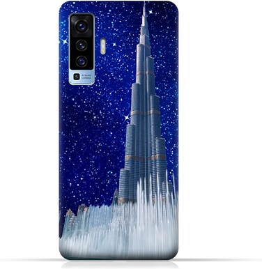 غطاء حماية عام لهاتف Vivo X50 5G بتصميم برج خليفة في ليلة مرصعة بالنجوم