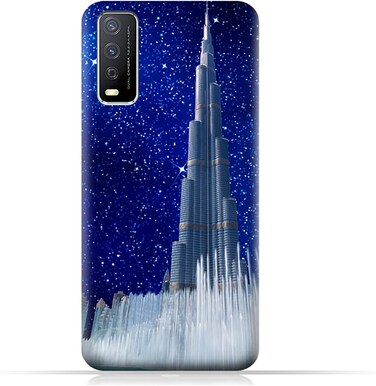 غطاء حماية عام لهاتف Vivo Y12s بتصميم برج خليفة في ليلة مرصعة بالنجوم
