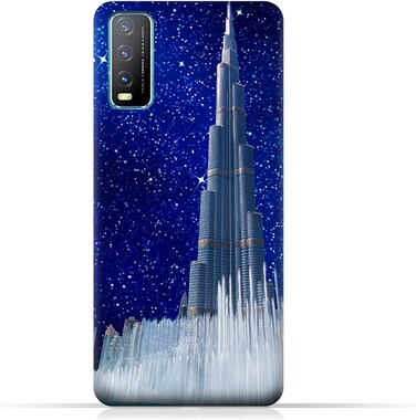 غطاء حماية عام لهاتف Vivo Y20s [G] بتصميم برج خليفة في ليلة مرصعة بالنجوم