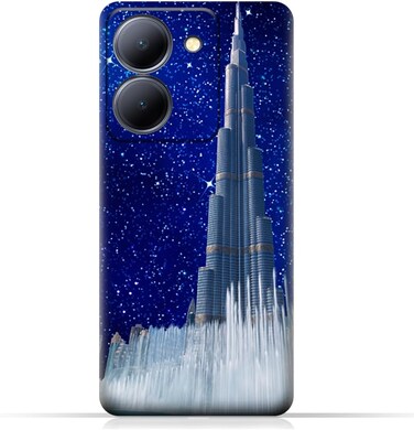 غطاء حماية خلفي من مادة TPU لهاتف Vivo Y36 5G بتصميم برج خليفة في ليلة مرصعة بالنجوم