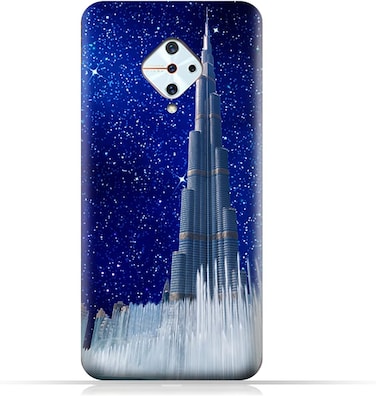Generic Protective Case Cover For Vivo Y9s With Burj Khalifa On a Starry Night Design