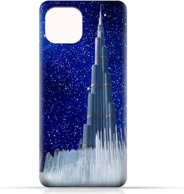 غطاء حماية خلفي من مادة TPU لهاتف Xiaomi 11 Lite 5G NE بتصميم برج خليفة في ليلة مرصعة بالنجوم