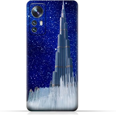 غطاء حماية خلفي من مادة TPU لهاتف Xiaomi 12 / Xiaomi 12 (5G) بتصميم برج خليفة في ليلة مرصعة بالنجوم