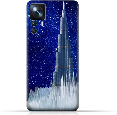 غطاء حماية خلفي من مادة TPU لهاتف Xiaomi 12T Pro بتصميم برج خليفة في ليلة مرصعة بالنجوم