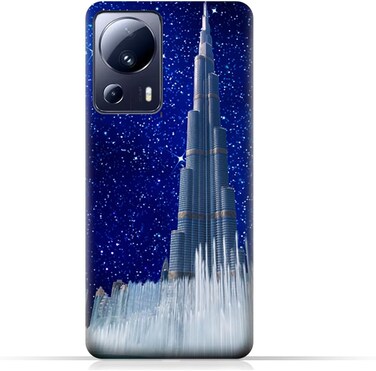 غطاء خلفي واقٍ من مادة TPU لهاتف Xiaomi 13 Lite بتصميم برج خليفة في ليلة مرصعة بالنجوم