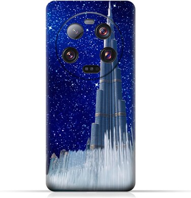 غطاء حماية خلفي من مادة TPU لهاتف Xiaomi 13 Ultra (5G) بتصميم برج خليفة في ليلة مرصعة بالنجوم