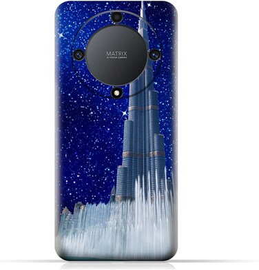 غطاء خلفي واقٍ من مادة TPU لهاتف Honor X9a (5G) بتصميم برج خليفة في ليلة مرصعة بالنجوم
