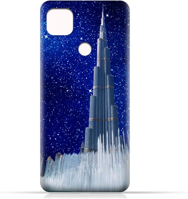 غطاء خلفي واقٍ من مادة TPU لهاتف Xiaomi Redmi 9 Activ بتصميم برج خليفة في ليلة مرصعة بالنجوم