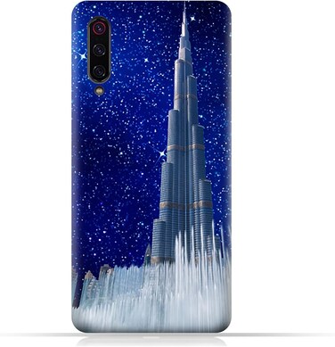 غطاء حماية عام لهاتف شاومي مي 9 برو 5G بتصميم برج خليفة في ليلة مرصعة بالنجوم