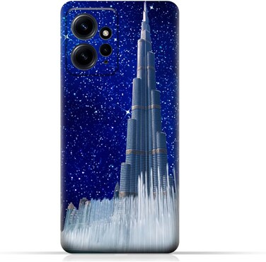 غطاء حماية خلفي من مادة TPU لهاتف Xiaomi Redmi Note 12 4G بتصميم برج خليفة في ليلة مرصعة بالنجوم