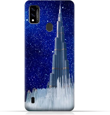 غطاء حماية خلفي من مادة TPU لهاتف ZTE Blade A51 بتصميم برج خليفة في ليلة مرصعة بالنجوم