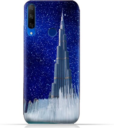 جراب هاتف Honor 9X من مادة TPU بتصميم برج خليفة في ليلة مرصعة بالنجوم
