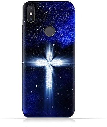 جراب حماية سيليكون ناعم من مادة TPU لهاتف Xiaomi Mi 8 SE بتصميم صليب مسيحي على خلفية ليلة مرصعة بالنجوم