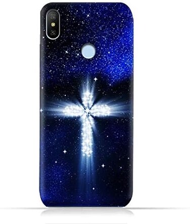 جراب حماية سيليكون ناعم من مادة TPU لهاتف Xiaomi Mi A2 Lite (Redmi 6 Pro) بتصميم صليب مسيحي على خلفية ليلة مرصعة بالنجوم