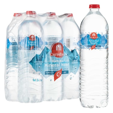 Carrefour Low in Sodium Natural Mineral Water, 1.5L Pack of 6