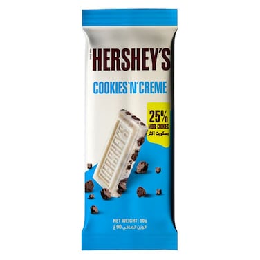 HERSHEY'S Cookies 'N' Creme White Chocolate Bar, 90g