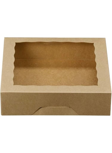 ONE MORE 10inch Natural Kraft Bakery Pie Boxes With PVC Windows,Large Cookie box 10x10x2.5inch 12 of Pack (Brown,12)
