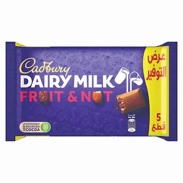 Cadbury Dairy Milk Fruit and Nut Chocolate Bar Multipack, 175g