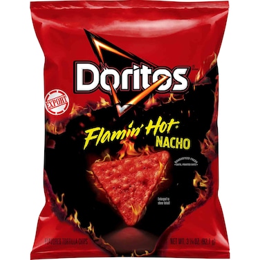 Doritos Flamin' Hot Nacho Flavoured Tortilla Chips, 92.1g