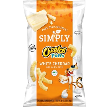 Cheetos Simply Crunchy White Cheddar Cheese Puffs, 227g