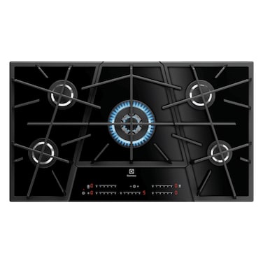Electrolux 5 Burner Built-in Ceramic Gas Hob KGV9539IK, 90 cm, Hob2Hood, Black