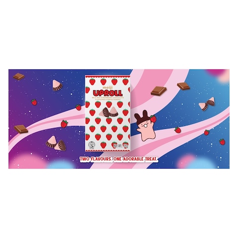 Meiji Uproll Milk and Strawberry Flavour Chocolate, 35g