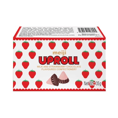 Meiji Uproll Milk and Strawberry Flavour Chocolate, 35g