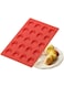 FLYGIRL Silicone Madeleine Pan 20 Cavity Shell Shaped Baking Mold Non-Stick Rectangular Cake Tray for Chocolate Cookie Dessert Candy Soap Ice Cube, Red, 30x20 CM