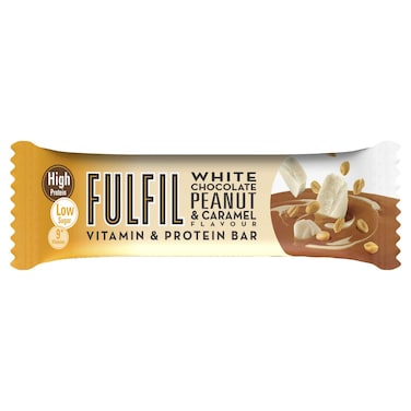 Fulfil White Chocolate Peanut and Caramel Flavour Vitamin and Protein Bar, 55g